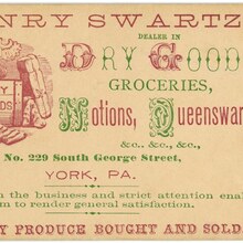 Henry Swartz, Dealer in Dry Goods business card