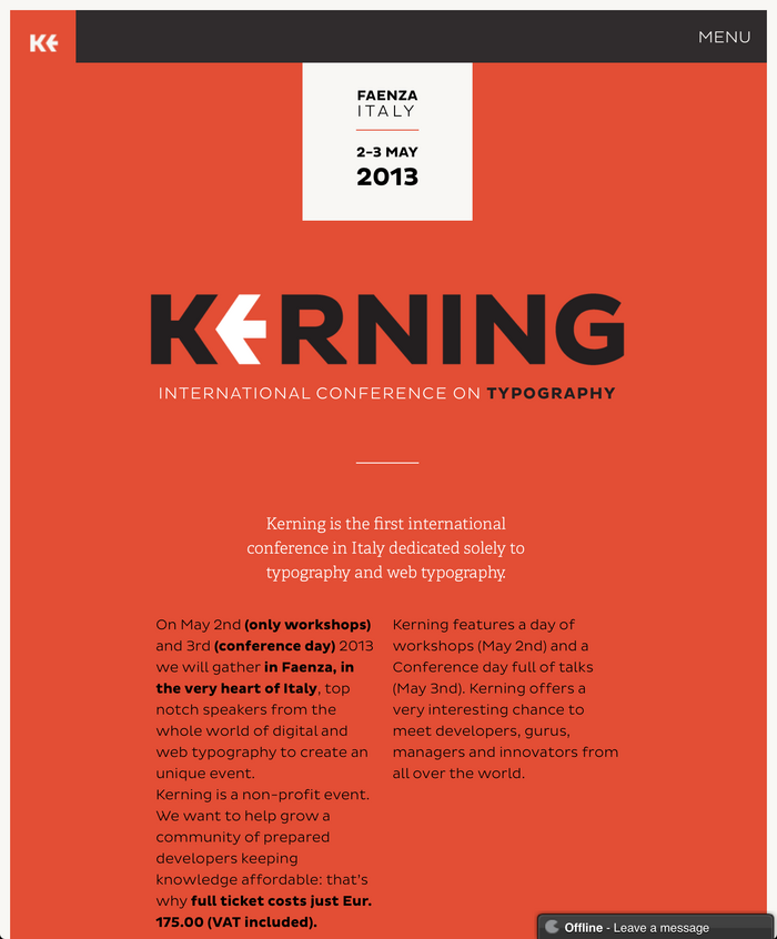 Kerning Conference, Faenza (I), 2–3 May 2013 1