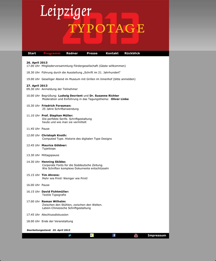 Leipziger Typotage 2013 – Schrift im 21. Jahrhundert, Leipzig (D), 27 April 2013 1