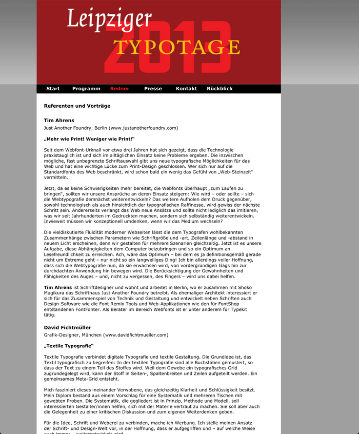 Leipziger Typotage 2013 – Schrift im 21. Jahrhundert, Leipzig (D), 27 April 2013 2
