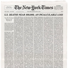 “Incalculable Loss” front page of <cite>The New York Times</cite> for May 24th, 2020