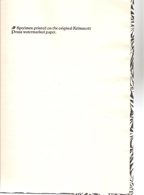 Specimen pamphlet of Kelmscott Press Paper 2