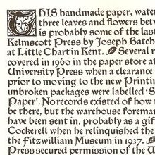 Specimen pamphlet of Kelmscott Press Paper