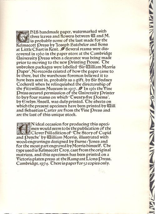 Specimen pamphlet of Kelmscott Press Paper 3