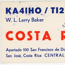 W.L. Larry Baker QSL card