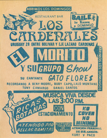 El Morito y su Grupo at Restaurant Bar Los Cardenales concert flyer