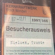 <span>Besucherausweis Kernkraftwerk Stadt Winden 1987</span>