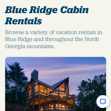 Southern Comfort Cabin Rentals website