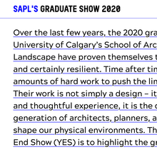 SAPL’s graduate show 2020 website