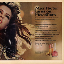 “Max Factor tuns on the DiscoTints” ad