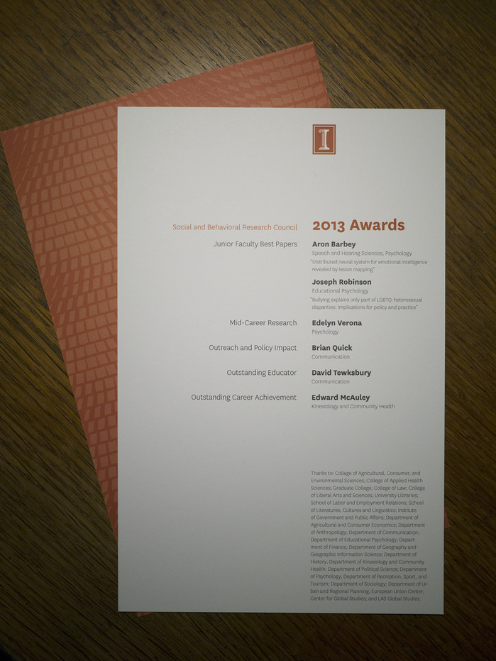 University of Illinois Social and Behavioral Research Council Awards 2013 Program 2