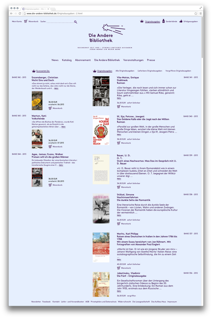 Die Andere Bibliothek website 1