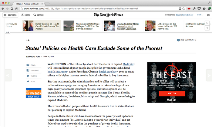 The New York Times article redesign (May 2013) 3