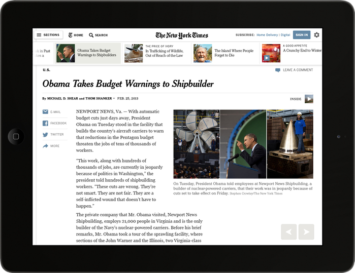 The New York Times article redesign (May 2013) 4