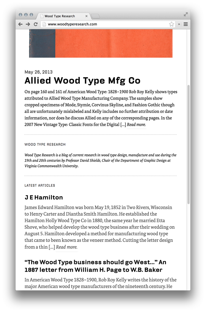 Wood Type Research website 1