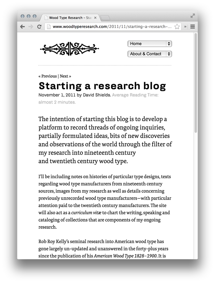 Wood Type Research website 4