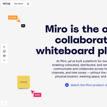 Miro whiteboard software and website