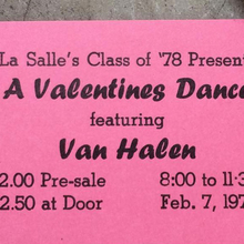 “A Valentines Dance” ft. Van Halen ticket (1976)