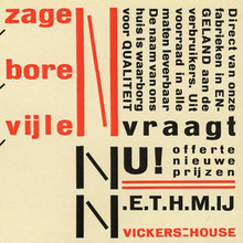 <cite>Zagen, boren, vijlen</cite> – ad for Vickers House