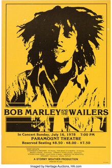 Bob Marley and the Wailers at the Paramount Theatre concert posters
