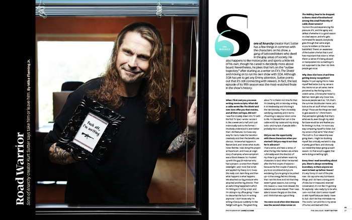 Kurt Sutter Q&amp;A.&nbsp;Dropcap set in Audree B5