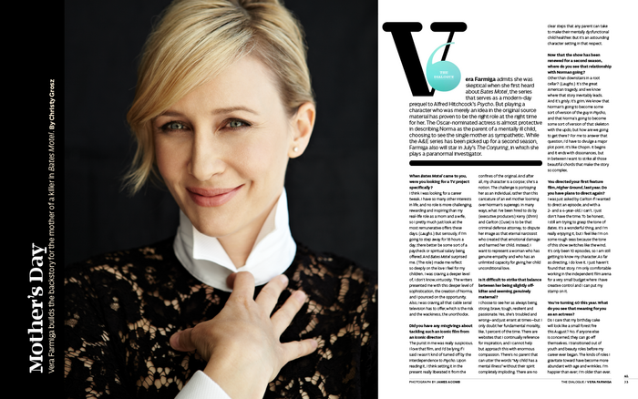 Vera Farmiga Q&amp;A.&nbsp;Dropcap set in Audree D5