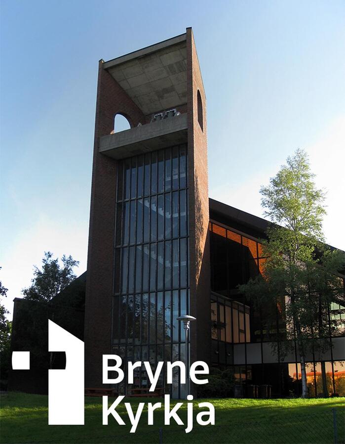 The logo is derived from the architecture (the tower) of Bryne Church. The colours are inspired by the nuances in the masonry which forms the fa&ccedil;ade.