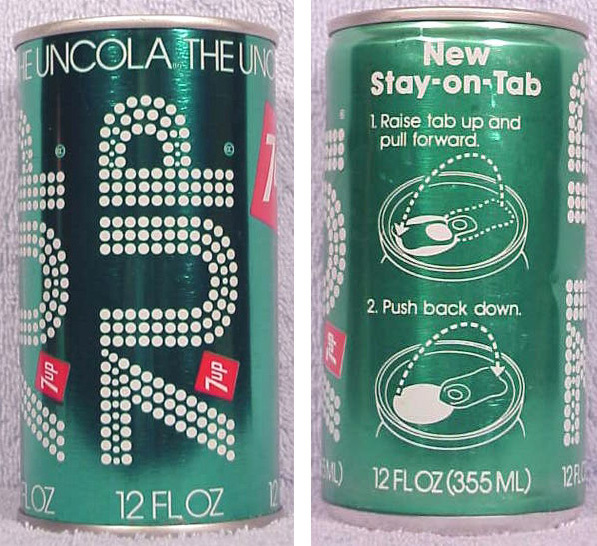 A 7Up can from 1976. Some sources say this logo was used on cans from 1972&ndash;76, others dispute that.