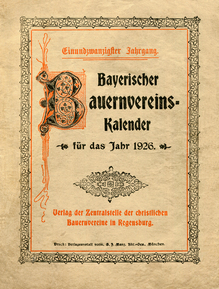<cite>Bayerischer Bauernvereins-Kalender</cite> title page (1912, 1926)