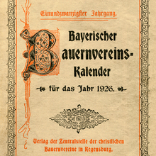 <cite>Bayerischer Bauernvereins-Kalender</cite> title page (1912, 1926)