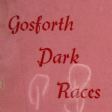 Gosforth Park Races bus panel advert by the Newcastle Corporation Transport &amp; Electricity Undertaking