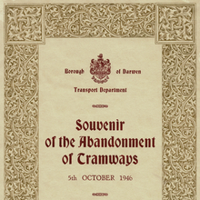 Borough of Darwen Transport Department – <cite>Souvenir of the Abandonment of Tramways</cite>, 5 October 1946