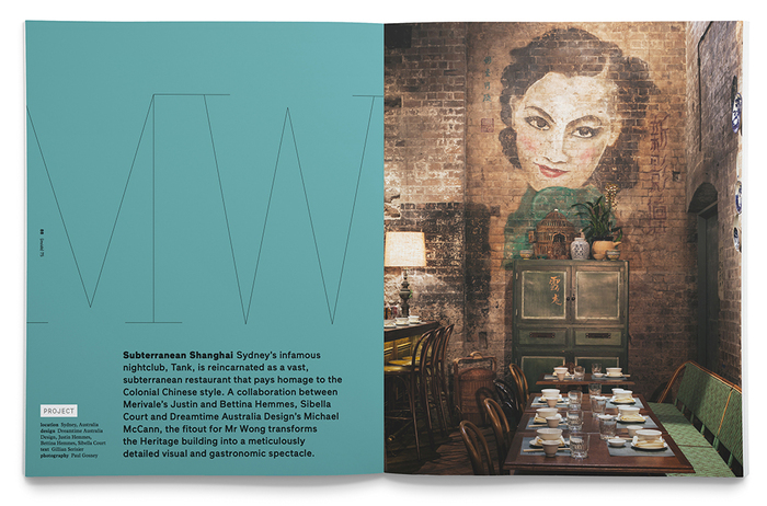 Feature on interiors for Mr Wong as featured in Inside, Issue #75.