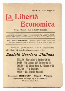<cite>La Libertà Economica</cite>, Vol. IX, No. 15, May 2, 1911