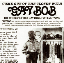 Gay Bob Doll Ad: “Come out of the closet with Gay Bob” (1978)