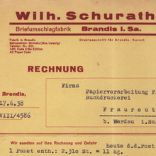 Wilh. Schurath invoice, 1938