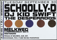 Schoolly-D and DJ Kid Swift, Melkweg gig poster