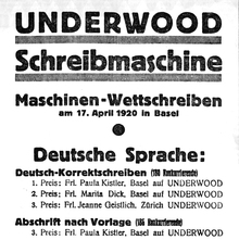 Underwood typewriter ad