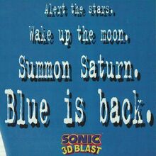“Blue is back” <cite>Sonic 3D Blast</cite> video game ad (1996)