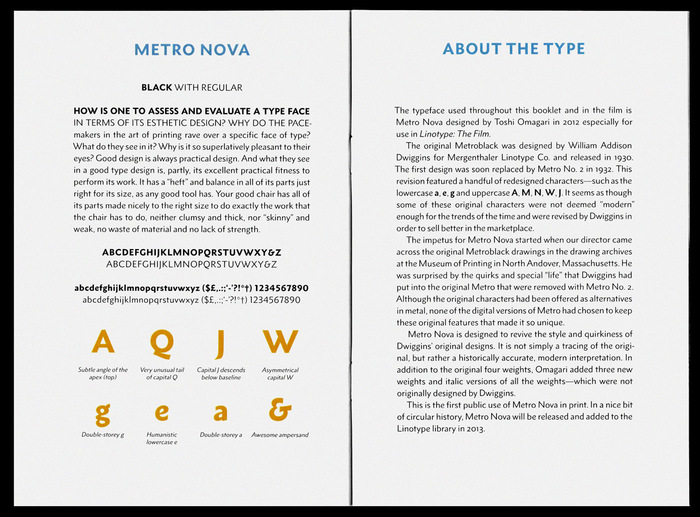Not only is the DVD booklet set in Metro Nova, it also contributes a spread to introduce the face.
