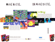 “Make Haste. Or Make Waste.” <cite>Sonic 3D Blast</cite> video game ad (1996)