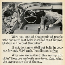 Chevron “Seat belts save lives”<cite> </cite>ad (1962)