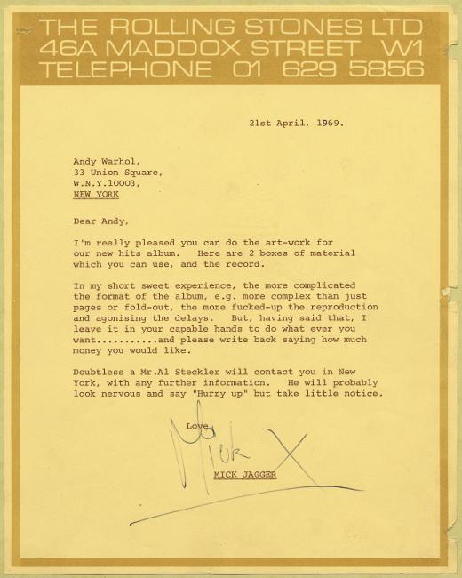 The Rolling Stones 1969 letterhead