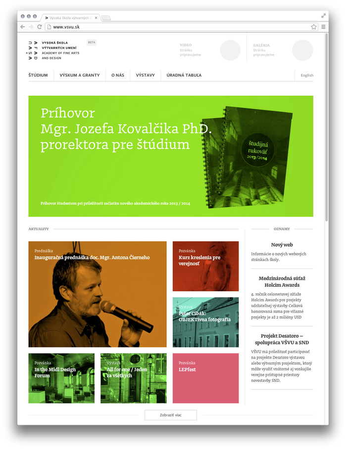 VŠVU Website 2