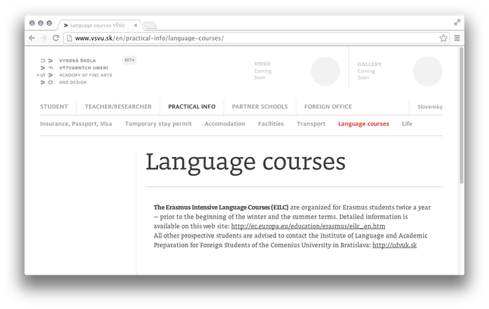 VŠVU Website 3