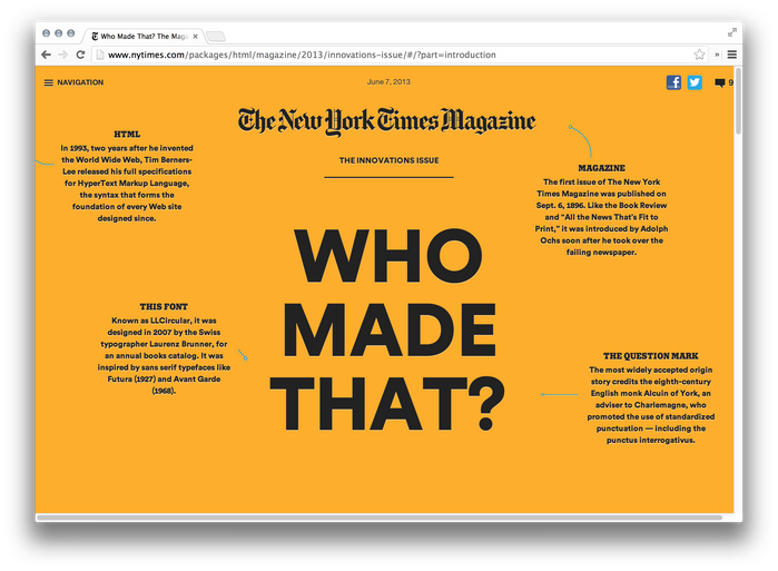 The New York Times Magazine, 2013 Innovations Issue, Online Edition 1