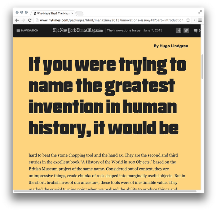 The New York Times Magazine, 2013 Innovations Issue, Online Edition 2