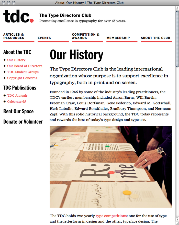 Type Directors Club website 3