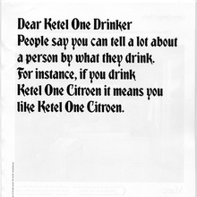 “Dear Ketel One Drinker” ad campaign