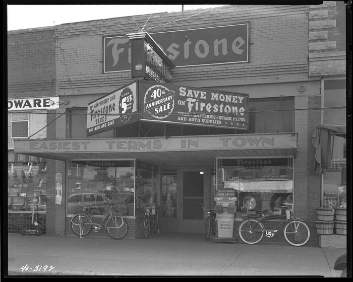 Firestone storefront, circa 1940.